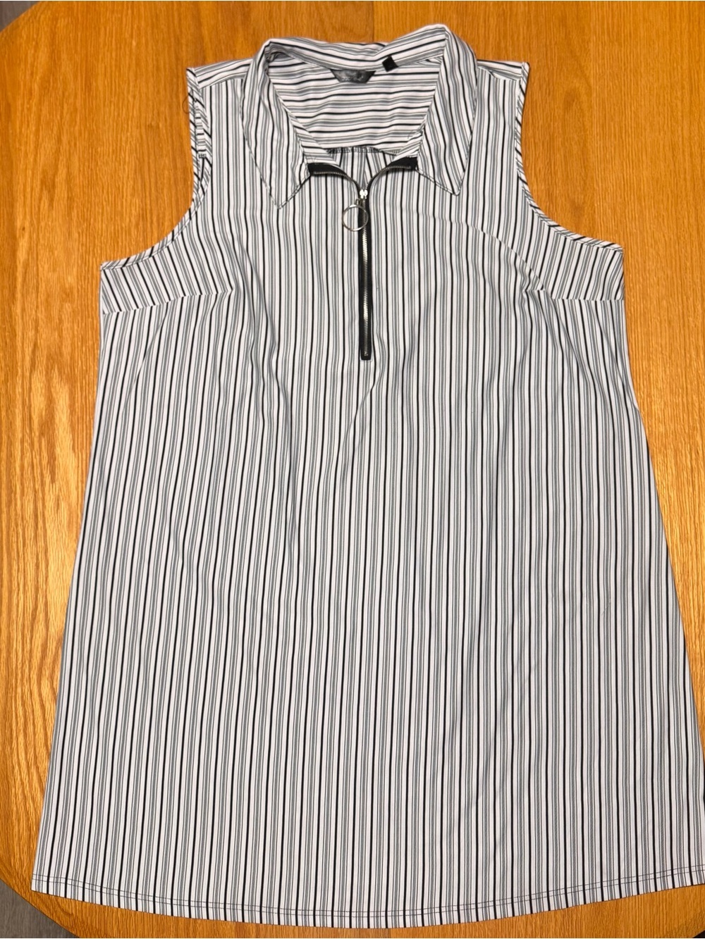 Mlle Gabrielle Sleeveless Striped Zip Dress - Black & White